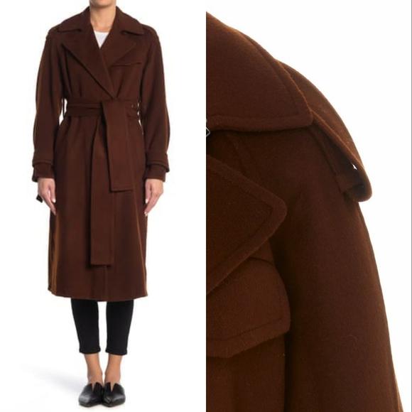 Vince Mahogany Wool Trench Coat - Picture 6 of 9